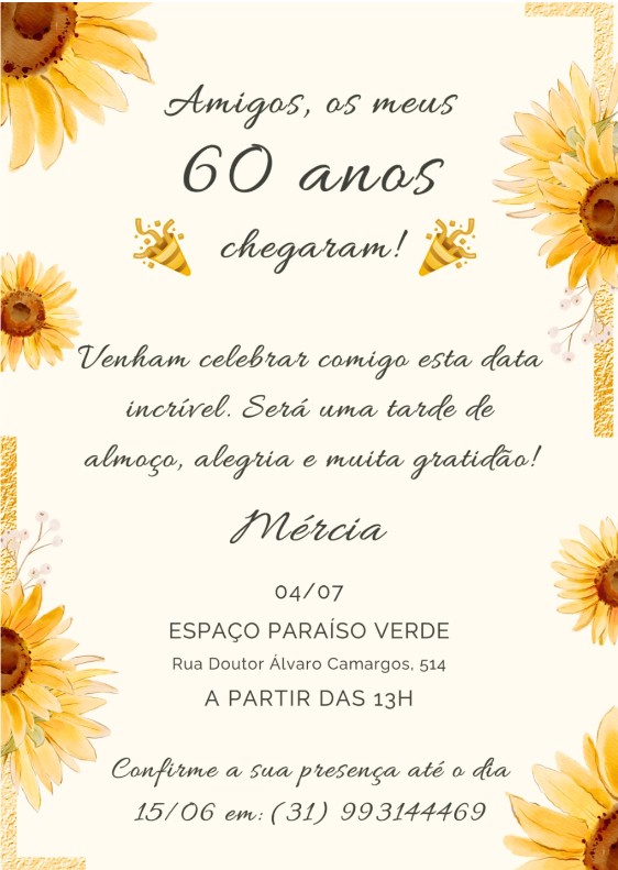 Aniversário 60 anos Mércia